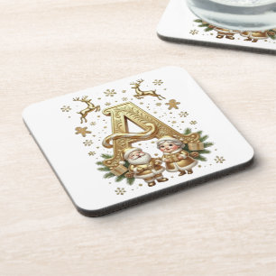 Royal Gold Letter A Luxury Unisex Coaster Set