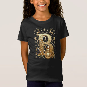 Royal Gold Letter B Luxury Snowman Girls Shirt