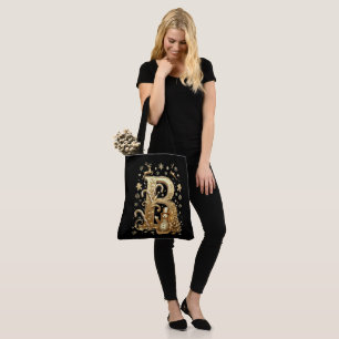Royal Gold Letter B Luxury Snowman Tote Bag Art