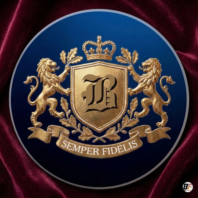 Royal Gold Lion Coat of Arms Semper Fidelis Coaster (Creator Uploaded)