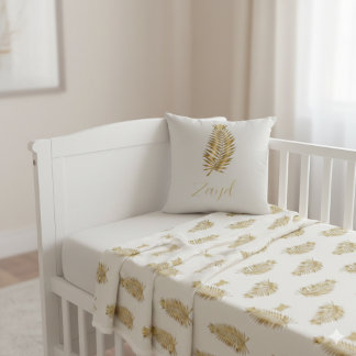 Royal Gold Palm & Crown Custom Reversible Baby Pil Cushion