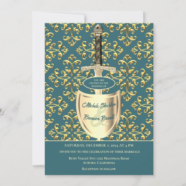 Royal Gold Pattern Wedding Invitation (Front)