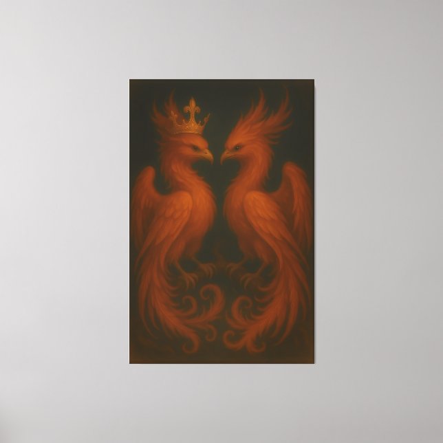 Royal Gold Phoenix Pair · Luxury Fine Art Canvas (Front)