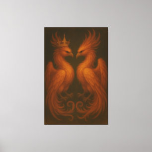 Royal Gold Phoenix Pair · Luxury Fine Art Canvas
