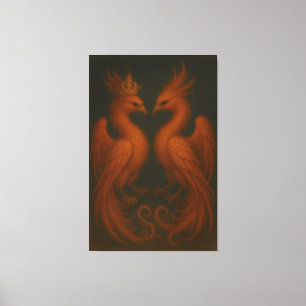 Royal Gold Phoenix Pair · Luxury Fine Art Canvas