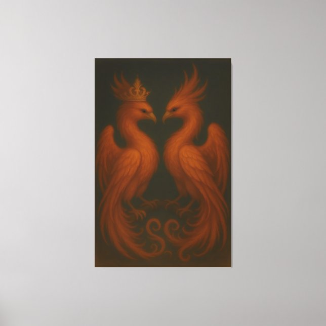 Royal Gold Phoenix Pair · Luxury Fine Art Canvas (Front)