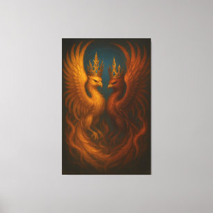Royal Gold Phoenix Pair · Luxury Fine Art Canvas