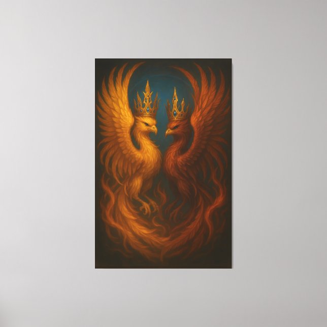 Royal Gold Phoenix Pair · Luxury Fine Art Canvas (Front)