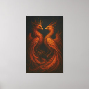 Royal Gold Phoenix Pair · Luxury Fine Art Canvas