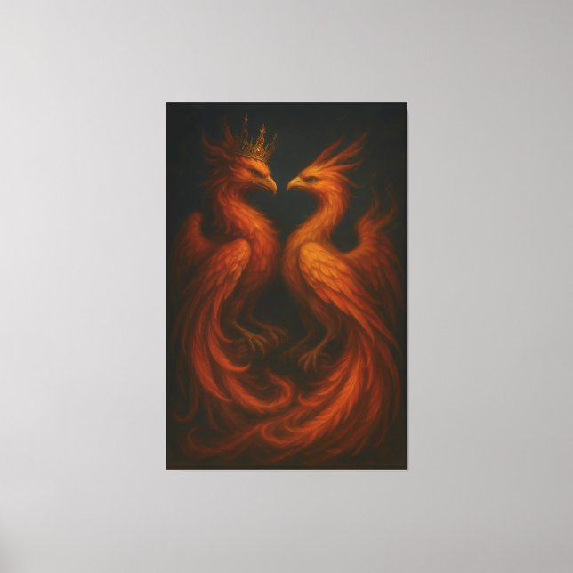 Royal Gold Phoenix Pair · Luxury Fine Art Canvas (Front)