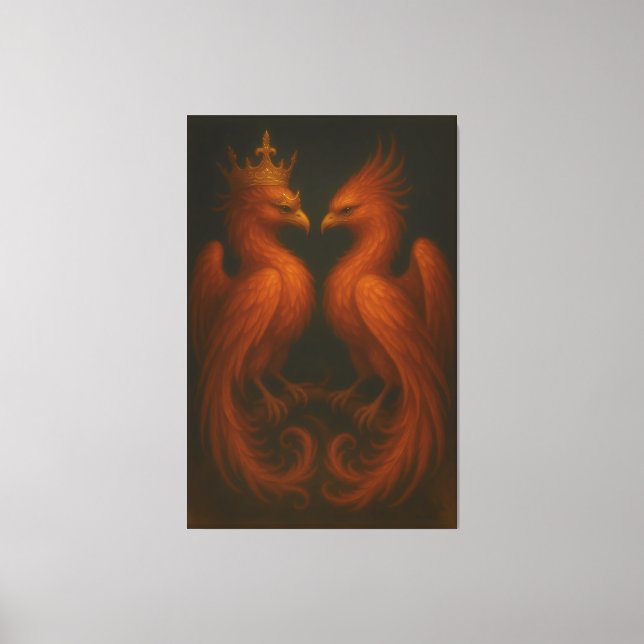 Royal Gold Phoenix Pair · Luxury Fine Art Canvas (Front)