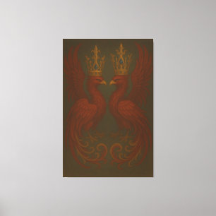 Royal Gold Phoenix Pair · Luxury Fine Art Canvas