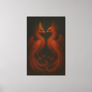 Royal Gold Phoenix Pair · Luxury Fine Art Canvas Print