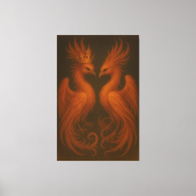 Royal Gold Phoenix Pair · Luxury Fine Art Canvas Print (Front)