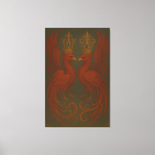Royal Gold Phoenix Pair · Luxury Fine Art Canvas Print