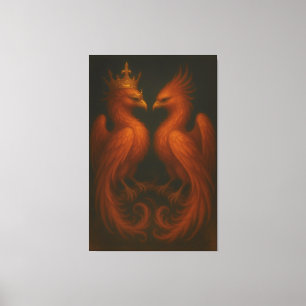 Royal Gold Phoenix Pair · Luxury Fine Art Canvas Print