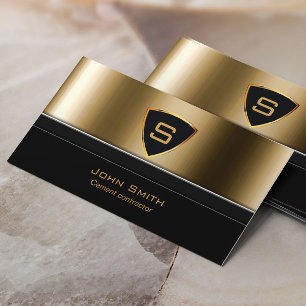 Royal Gold Shield Cement Contractor Business Card
