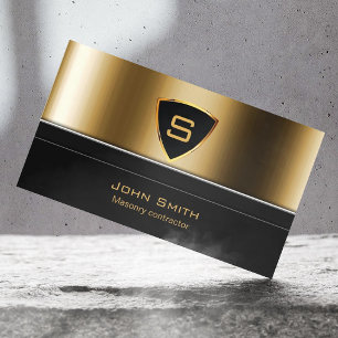 Royal Gold Shield Masonry contractor Business Card