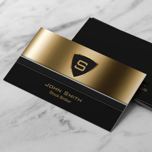 Royal Gold Shield Stock Broker Professional Business Card