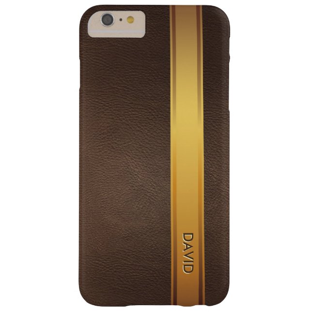 Royal Gold Stripe Custom Name Leather Background Case-Mate iPhone Case (Back)