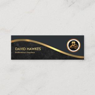 Royal Gold Wave Grey Grunge Chauffeur Mini Business Card