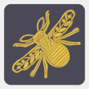 Royal Golden Bee imitation of embroidery Square Sticker