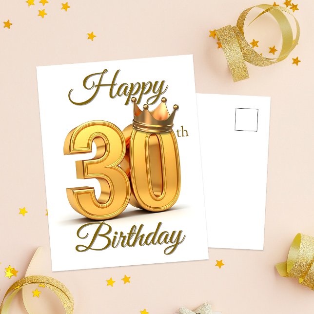 Royal Golden Crown 30th Birthday Celebration Postcard (Creator Uploaded)