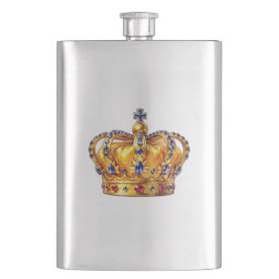 Royal golden crown hip flask