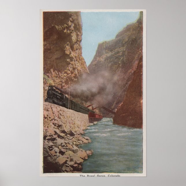 Royal Gorge, CO - View of Train Alongside River Poster (Front)