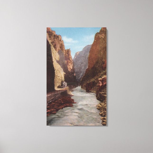 Royal Gorge, CO - View of Train , River Canvas Print (Front)