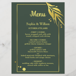 Royal Green Elegant Botanical Modern Wedding Programme