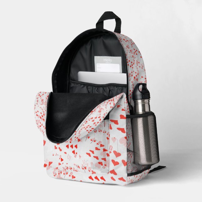 Royal Heart Flush Scattered, Printed Backpack (Back Corner Right (Open))