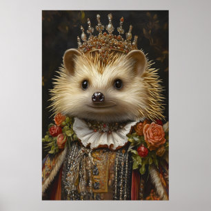 Royal Hedgehog Portrait, Renaissance Animal Art Poster