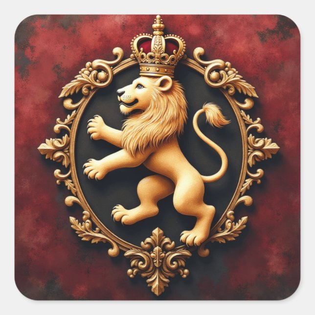 Royal Heraldic Tapestry Pattern Square Sticker (Front)