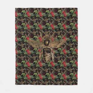 Royal Honeybees Throw Pillow Fleece Blanket