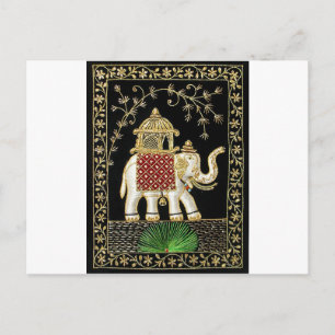 ROYAL INDIAN ELEPHANT RIDE ZARI ART POSTCARD