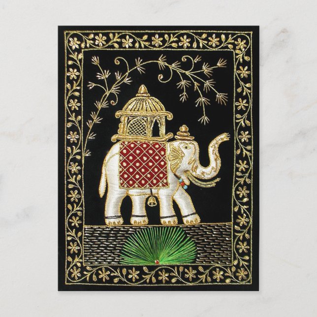 ROYAL INDIAN ELEPHANT  RIDE ZARI ART POSTCARD (Front)