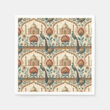 Royal Indian Palace Peacock Floral Pattern Artwork