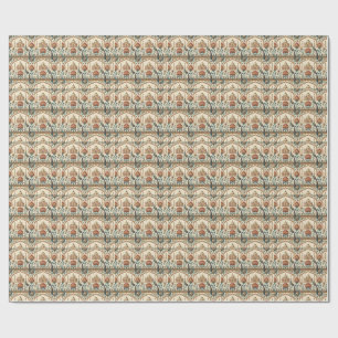 Royal Indian Palace Peacock Floral Pattern Artwork Wrapping Paper