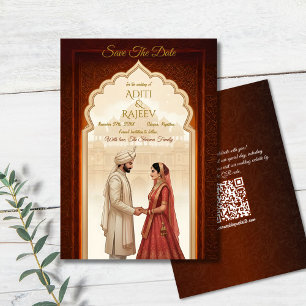 Royal Indian Palace Wedding Save The Date QR Code Invitation
