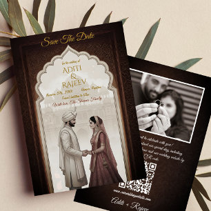 Royal Indian Palace Wedding Save The Date QR Code Invitation