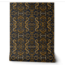 Royal Indigo Gold Paisley Ornamental African Print
