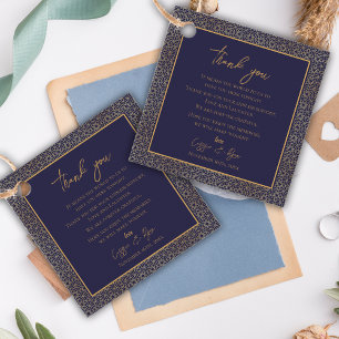 Royal Intricate Regal Navy & Gold Design Wedding Favour Tags