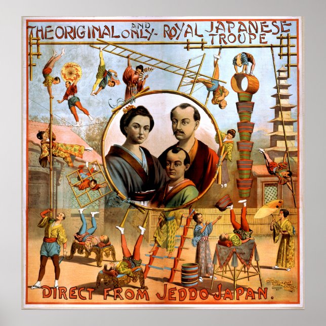 Royal Japanese Troupe 1892 Circus Vintage Poster (Front)