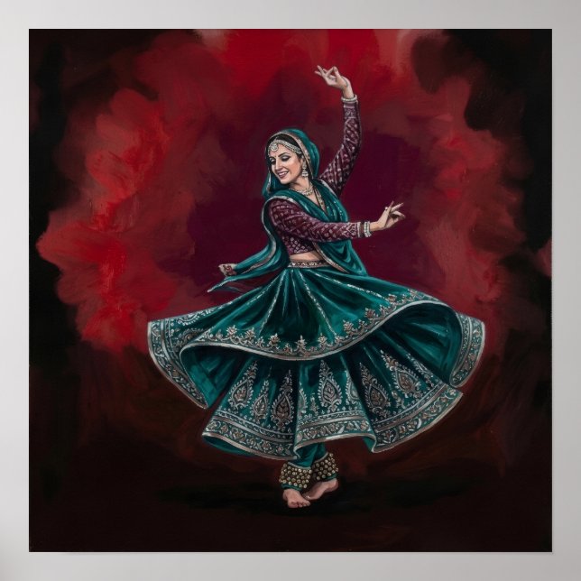 Royal Kathak Chakkar Classical Dance Heritage Art Poster (Front)