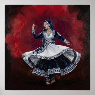 Royal Kathak Dancer Contemporary Fine Art Heritage Poster