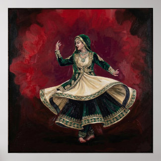 Royal Kathak Dancer Contemporary Fine Art Heritage Poster