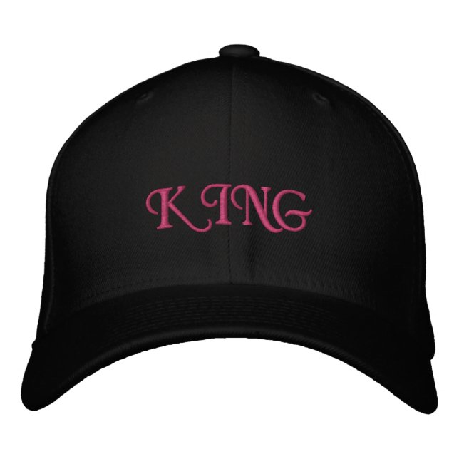 Royal King Basic Flexfit Wool-Cap Black Elegant  Embroidered Hat (Front)