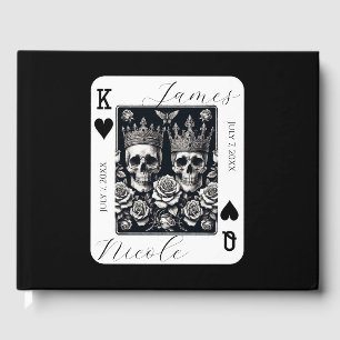 Royal King & Queen of Hearts Skulls & Roses Guest Book