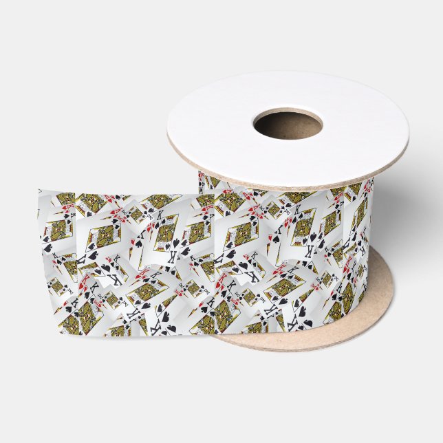 "Royal Layer: A Stack of Kings Poker Cards" Satin Ribbon (Spool)